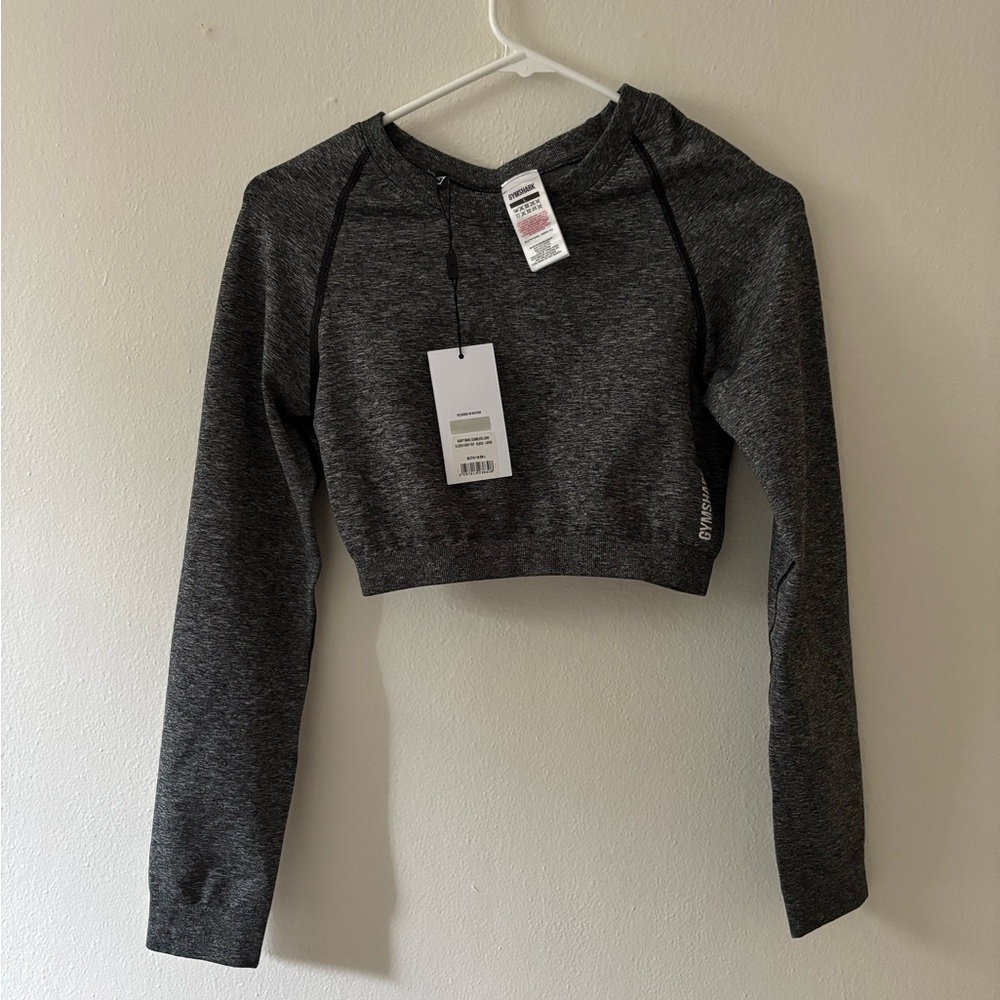 Gymshark | Adapt Marl Gray Seamless Long Sleeve Crop Top NWT